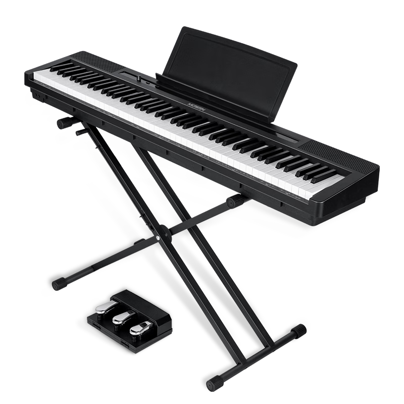 莫森（MOSEN）MS-210P電鋼琴 88鍵全重錘鍵盤電子鋼琴 典雅黑X架+三踏板