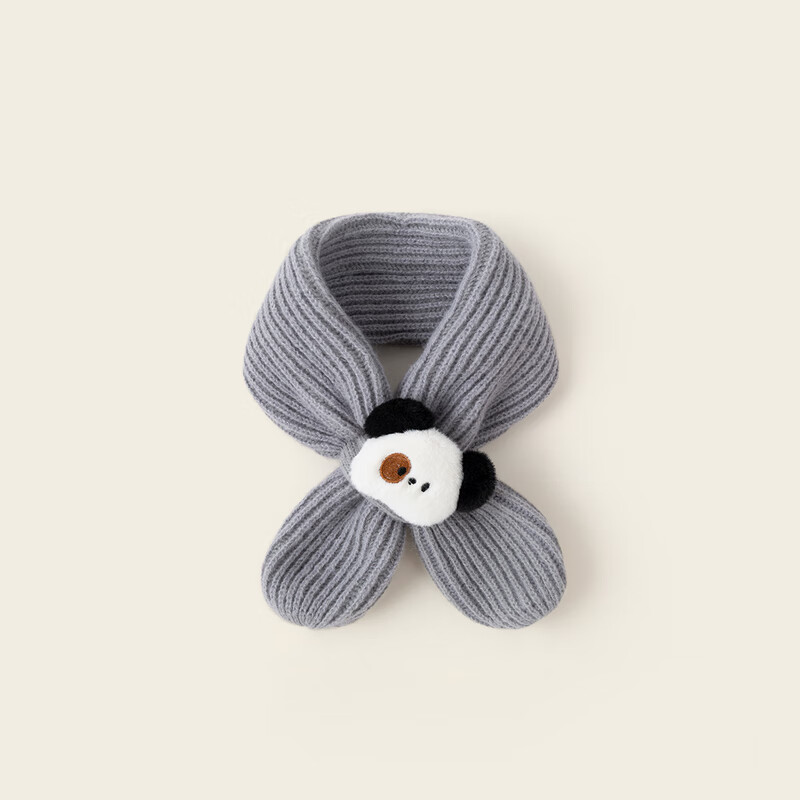 嘟嘟家【赠品可随单拍】儿童围巾冬款男童女童围脖卡通宝宝冬季针织 灰色 均码-F