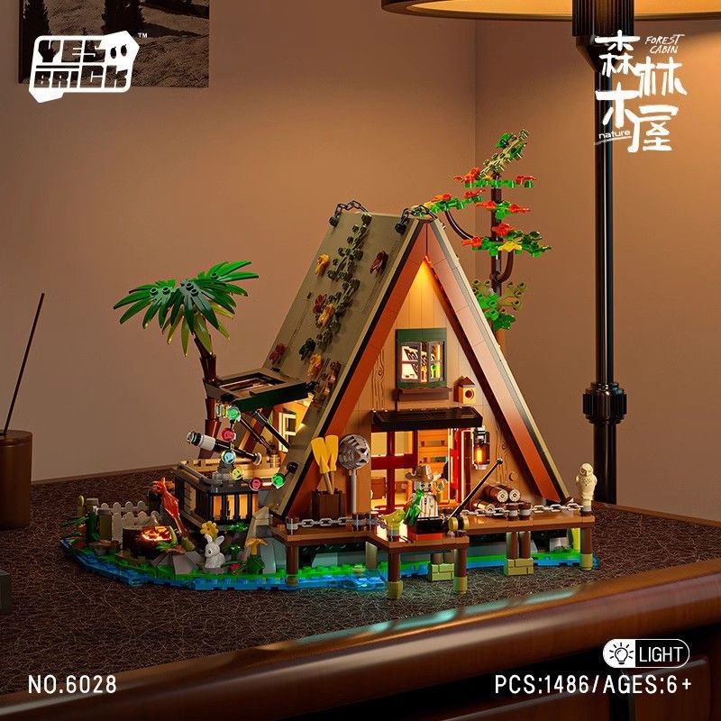 VTR2025年新款积木森林木屋6028街景别墅模型房屋建筑拼装桌玩具摆件 码头酒吧【1108颗粒】