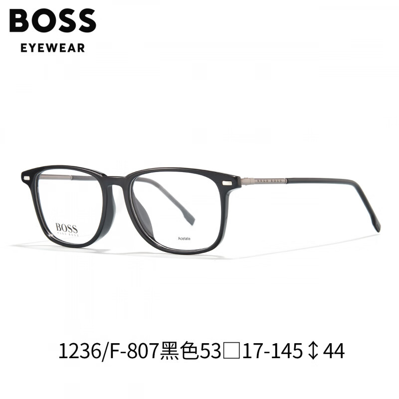 寶島BOSS眼鏡框男士時尚方框板材商務(wù)休閑黑框眼鏡架可配鏡片 1236_F-807_17_黑色 僅鏡框