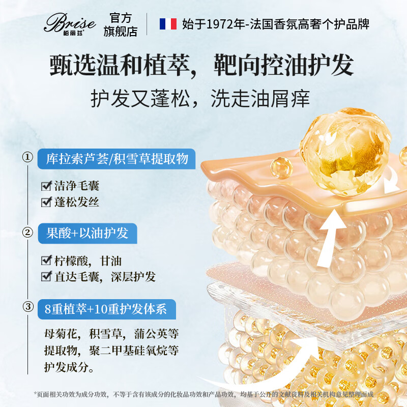 柏丽兹山茶与乌木植物香氛洗发水木质香氨基酸控油蓬松护发留香洗发露 洗发水350ml*1【除螨祛痘专利】送洗头梳