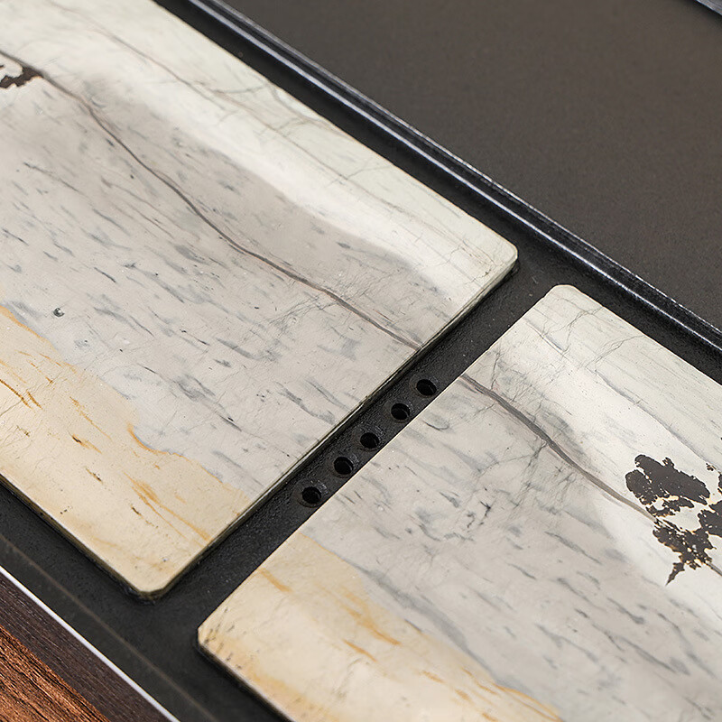 希格鲨茶盘乌金石国画石整块天然原石高端轻奢茶海家用客厅功夫茶具茶台 【玄青国画】尺寸：50*30*3cm