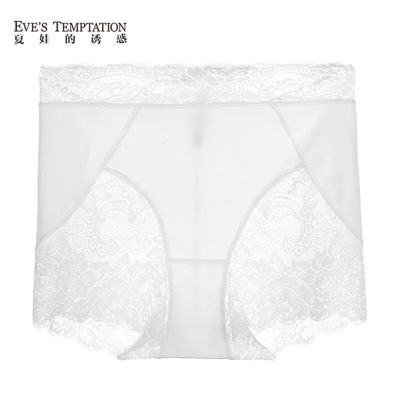 夏娃的誘惑（EVE'S temptation）收腹內(nèi)褲女高腰提臀強力收小肚子蕾絲薄款安全褲二合一 230-白色 S