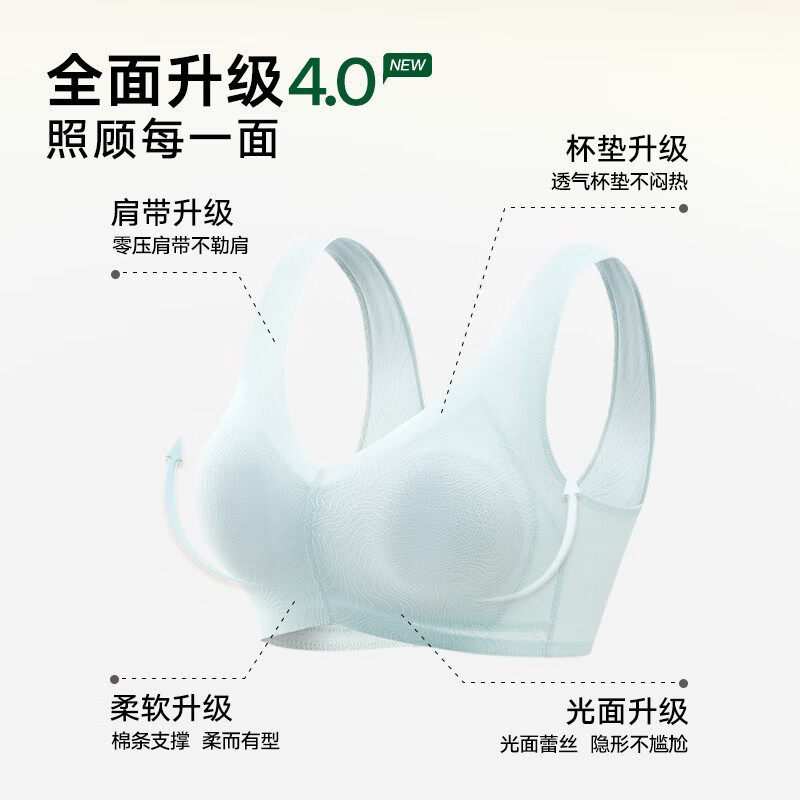 松山棉店小棉花新疆棉杯里文胸女10A抑菌无钢圈软支撑可拆卸杯垫胸罩内衣 水粉色 L (B80/C75/C80)