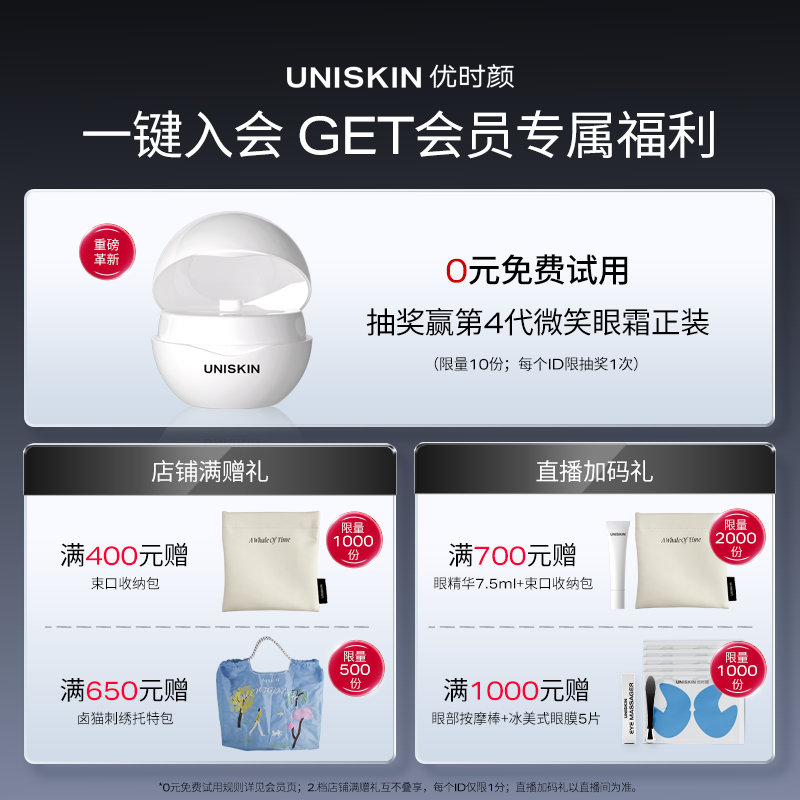 优时颜（UNISKIN）第3代微笑眼霜18g真空版淡纹抗皱提亮七夕情人节礼物