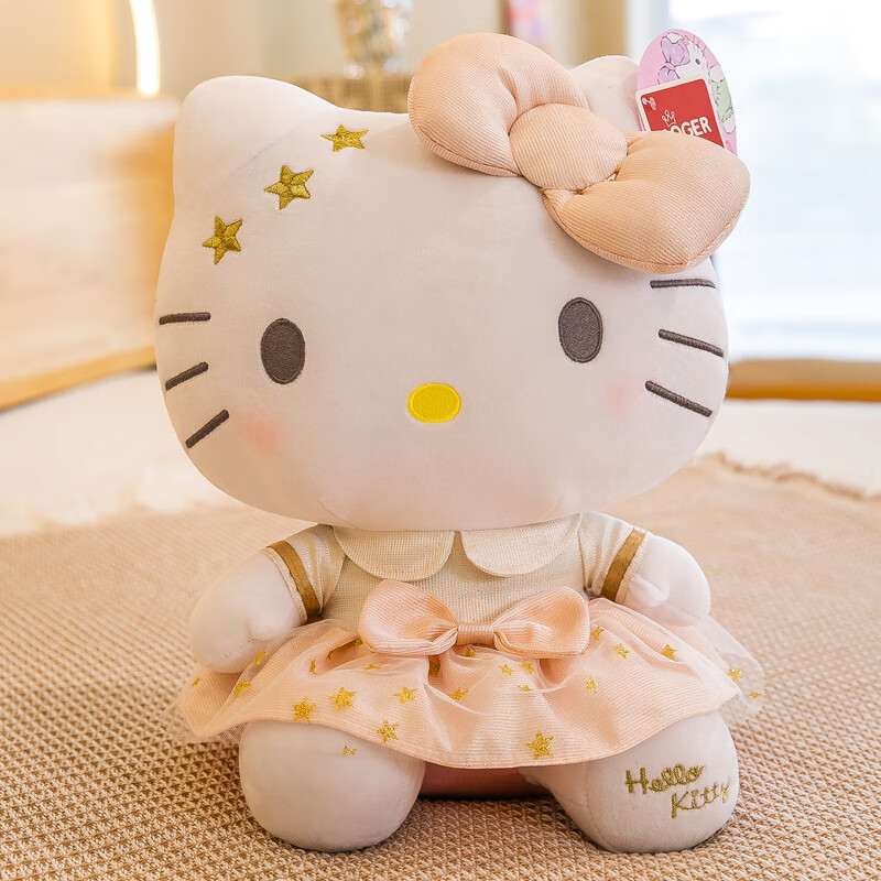 澳捷爾hello kitty公仔Hello咪哈嘍KT布娃娃玩偶毛絨玩具生日禮物女孩SN 12寸30厘米白金KT貓咪 正版授權(quán)+防偽標(biāo)