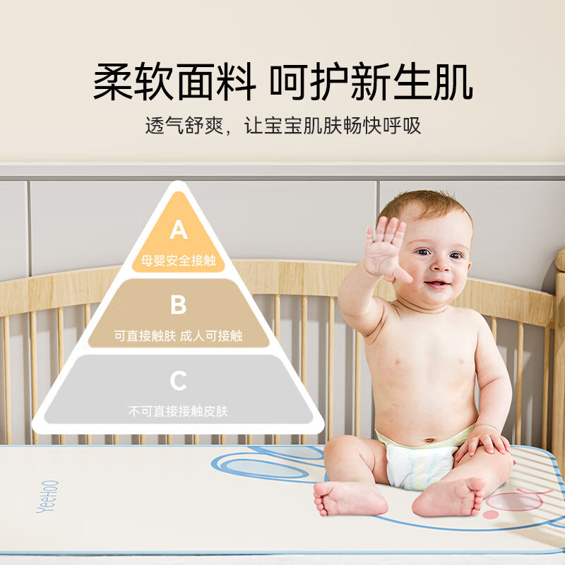 英氏（YEEHOO）婴儿综合日常护理席子冰丝凉夏天宝宝日常护理床上用品凉席 乖乖兔【冰丝凉席】【可机洗】 120cm×65cm