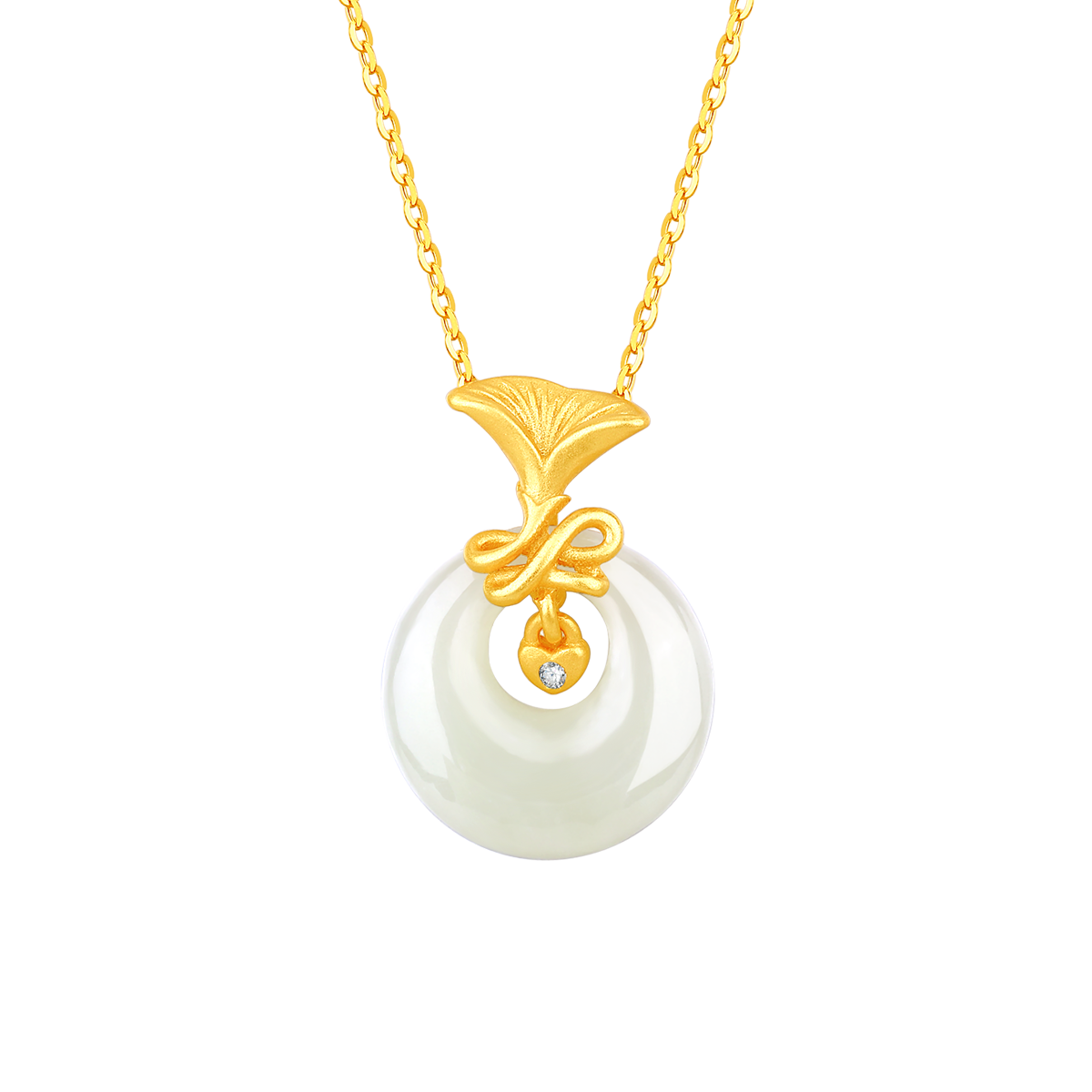 夢金園項(xiàng)鏈和田玉平安扣送媽媽純銀鎖骨鏈女款2025新款吊墜圣誕節(jié)禮物 銀925和田玉掛墜