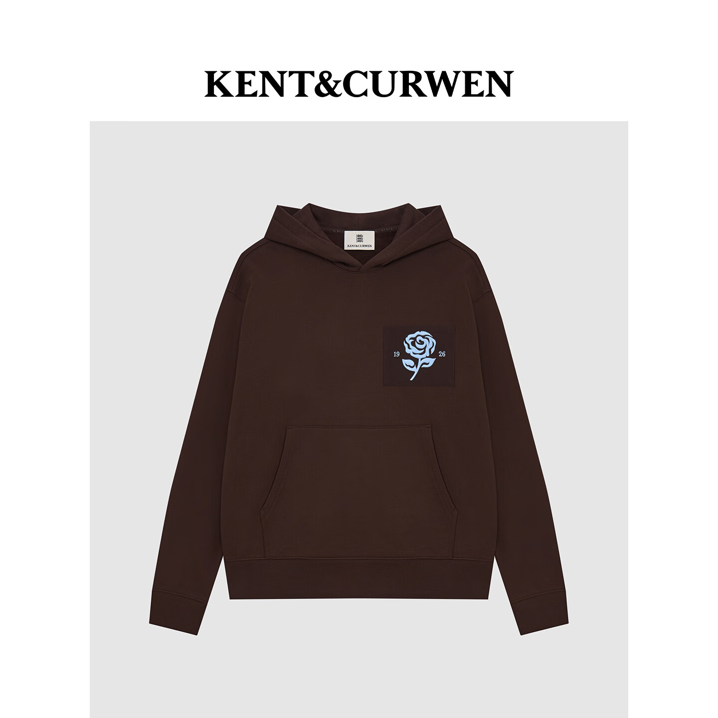 KENT&amp;CURWEN肯迪文【明星同款】秋冬系列玫瑰刺绣纯棉加绒连帽卫衣父亲节礼物 棕色B0 XL
