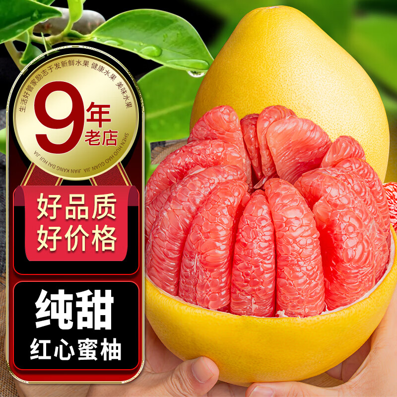 生活＆好管家福建平和琯溪蜜柚新鲜水果红心柚子应季现摘 4.5-5斤红心蜜柚2个-优选装 京东折扣/优惠券