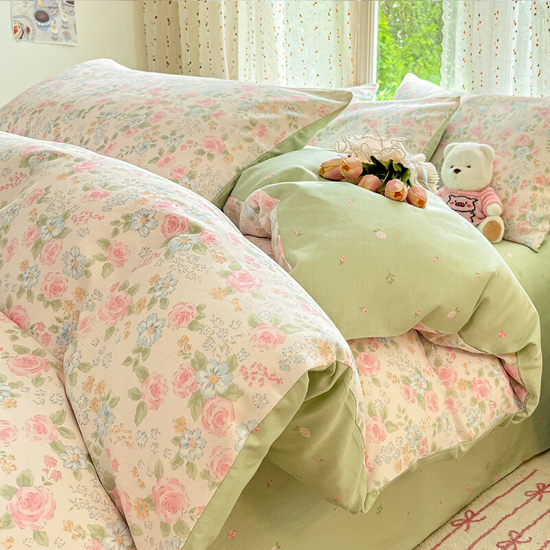 猫人床上用品四件套全棉纯棉2025新款卡通床单被套三件套学生宿舍床品 琉璃花蔓【100%全棉亲肤柔软】 床单款 0.9【三件套】适150x200cm