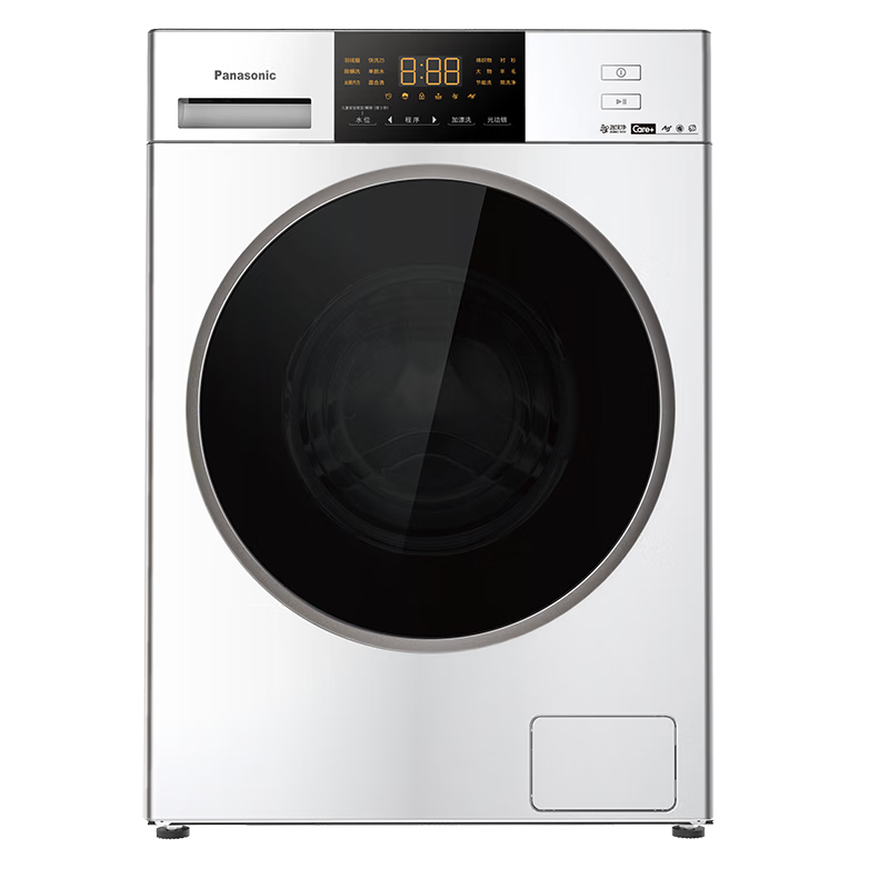 松下（Panasonic）洗衣机滚筒全自动10公斤大容量 泡沫净 光动银常温除菌 BLDC变频电机 节能导航 XQG100-NVAE【光动银除菌】白色 单洗