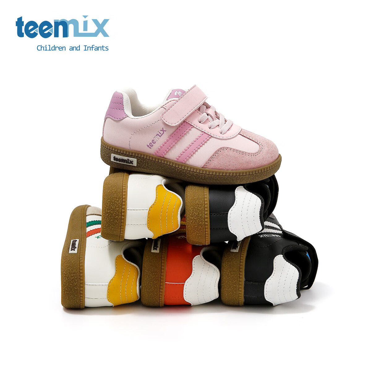 天美意童鞋女童板鞋2025春秋季新款男童运动鞋德训鞋低帮跑步鞋 梦幻粉 33