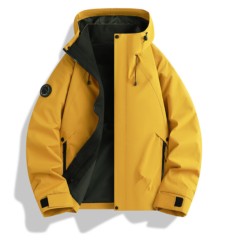 德尔.默克（Delmerk）2025款防风冲锋上衣男女三合一抓绒两件套骑行旅游登山服团购定制 火龙果红单外套【情侣款】 S