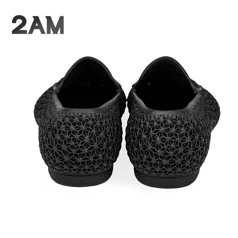 2AM4D打印一体乐福鞋轻便舒适豆豆鞋套脚商务3D打印休闲鞋 黑色 43