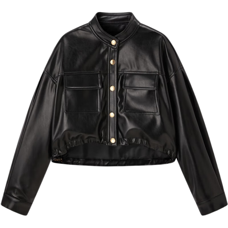 太平鸟2024年春季PU外套A1BBE1434 黑色 XL