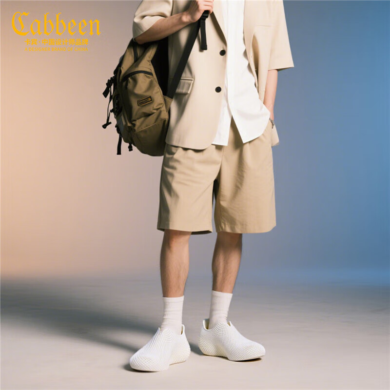 卡宾【专柜品质】3D打印一体成型透气网面鞋百搭防滑户外凉鞋男沙滩鞋 白色 40 【标准皮鞋尺码】