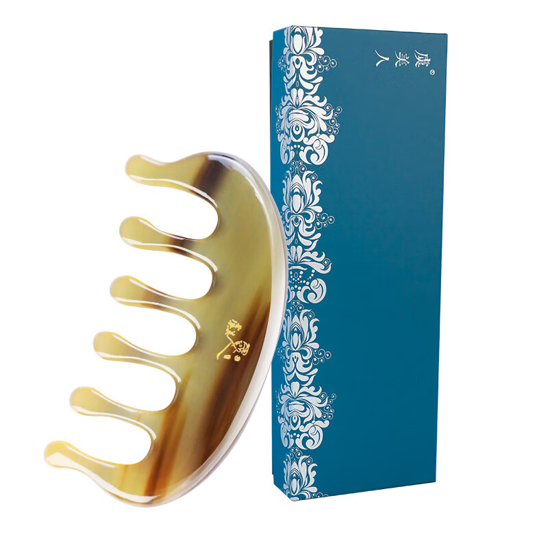 虞美人花色牦牛角梳子牛角梳加厚頭皮頭部經(jīng)絡(luò)梳按摩梳刻字 牦牛角按摩梳