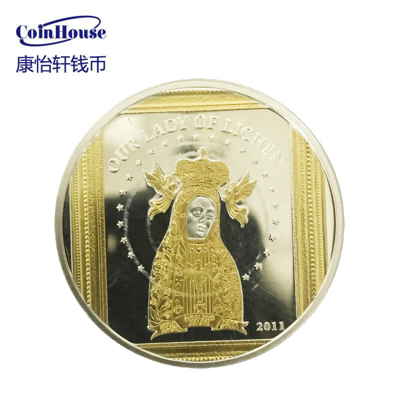 【康怡轩钱币】2011年帕劳发行利西恩圣母镀金精制纪念银币