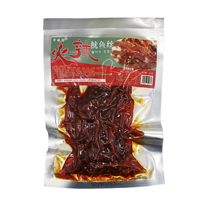牛味坊火辣鱿鱼丝香辣明太鱼丝100g休闲海鲜即食零食延边朝族鱿鱼 火辣鱿鱼丝1袋