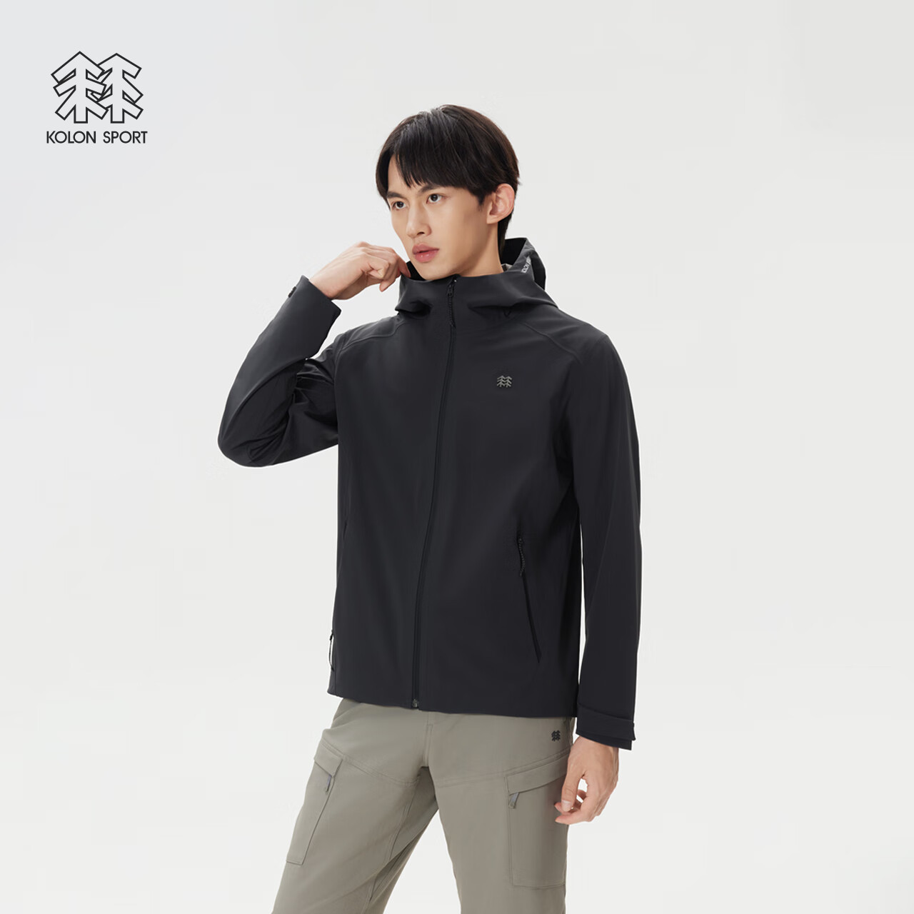 KOLON SPORT/可隆户外软壳衣 男子防水防风透湿耐磨3L PCM软壳夹克 LHJK5AN037-BK 黑色 XL 180/100A