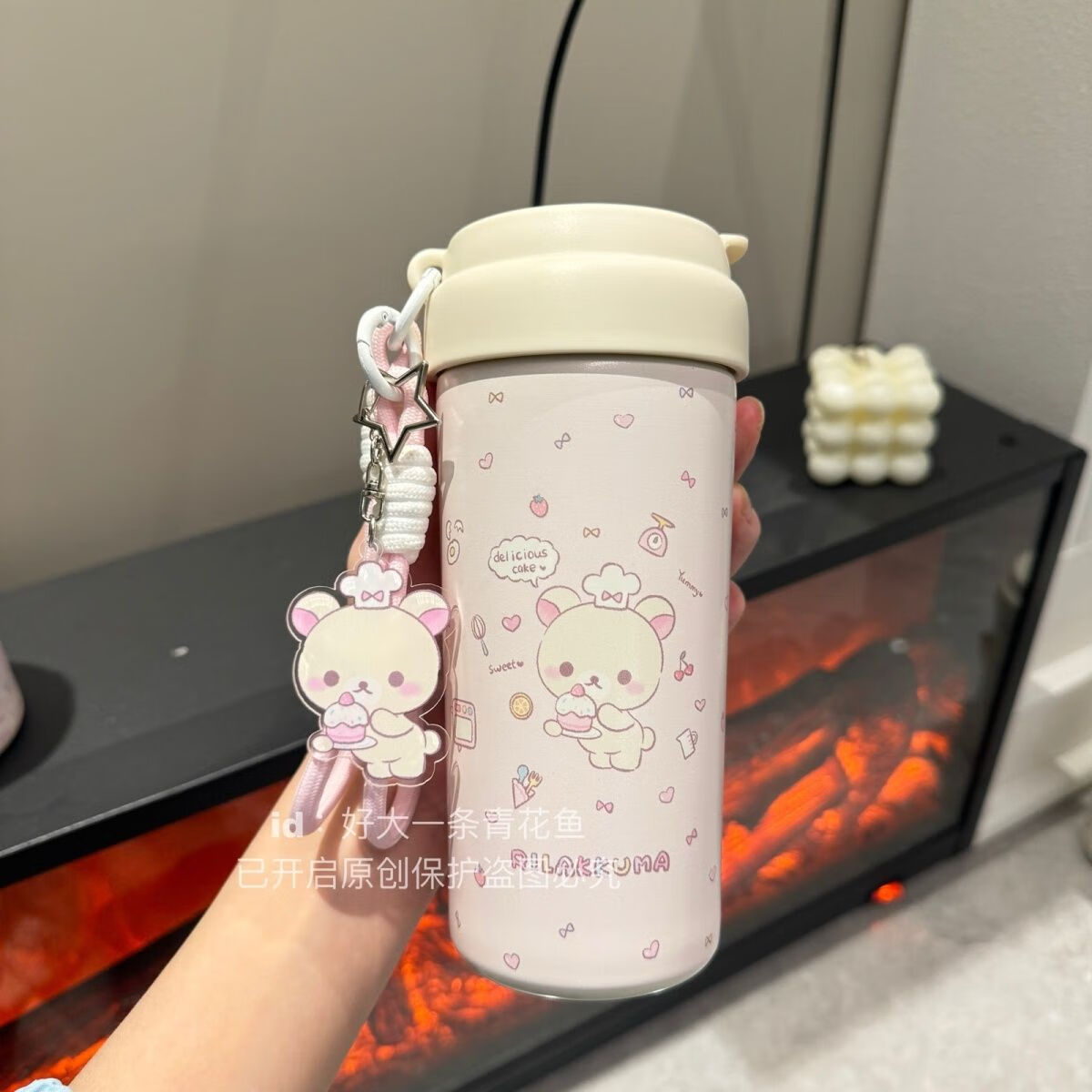 喜具杯【熊妹保温杯】陶瓷内胆可爱吸管杯子大容量高颜值便携女学生水杯 熊妹保温杯500ml带茶隔吸管【陶瓷内胆】 【主图款】杯子+两根粉色挂绳+卡通挂件+清洁套