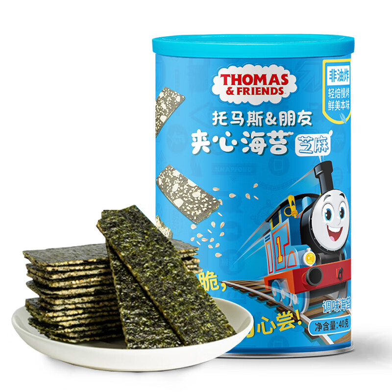 小火车Thomas托马斯 海苔夹心脆 宝宝零食儿童休闲即食紫菜 芝麻味40g