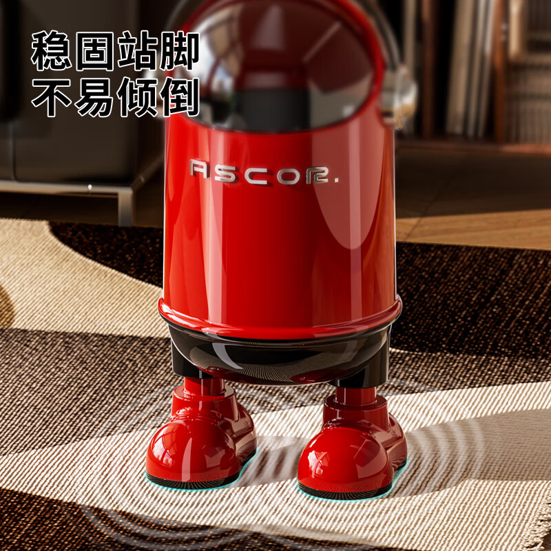 艾仕可（ASCOR）太空人垃圾桶客厅家用2025新款高档带盖厨房卧室卫生间高颜值创意 电镀款-复古红丨小号-13L