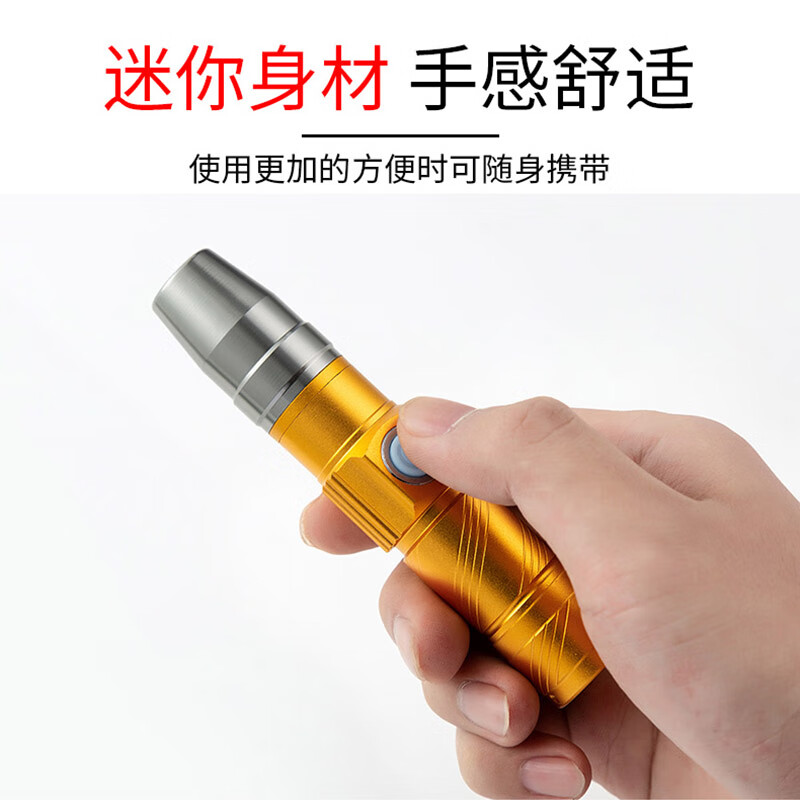 融誉手电筒荧光剂检测笔365nm紫光验钞灯USB充电防伪面膜家用便携检测 USB充电款：防伪荧光检测 外观红