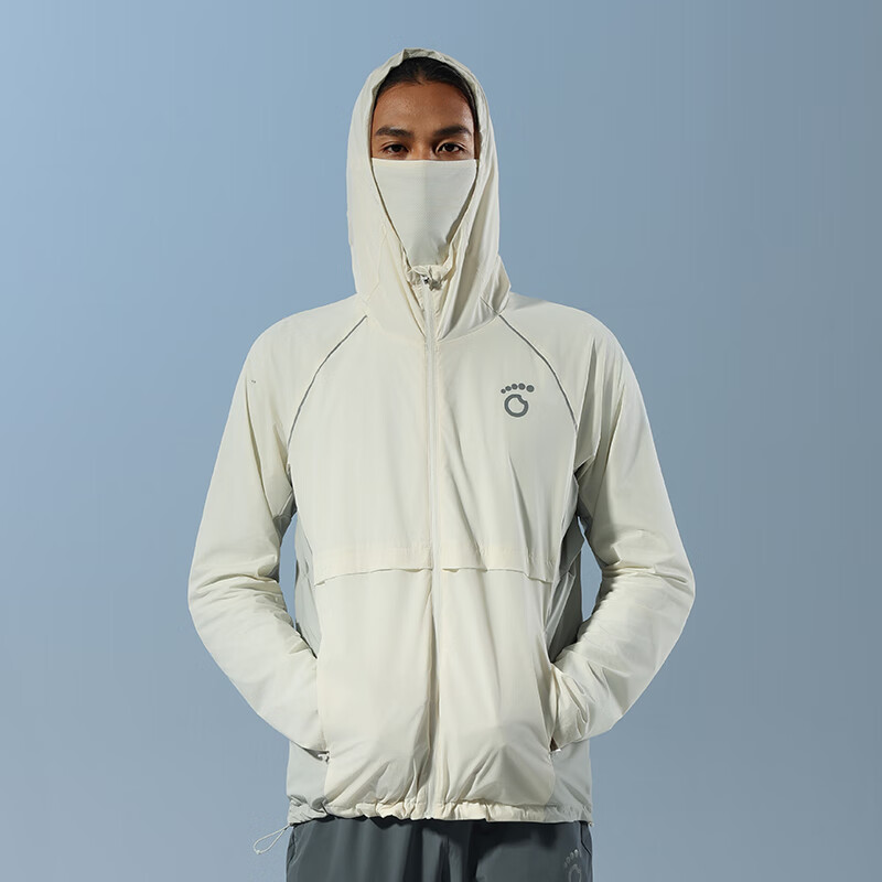 马孔多（macondo）原创单品丨男女连帽保温仓外套冬跑步空气胶囊聚热锁温带呼吸面罩 骨白色 男 L