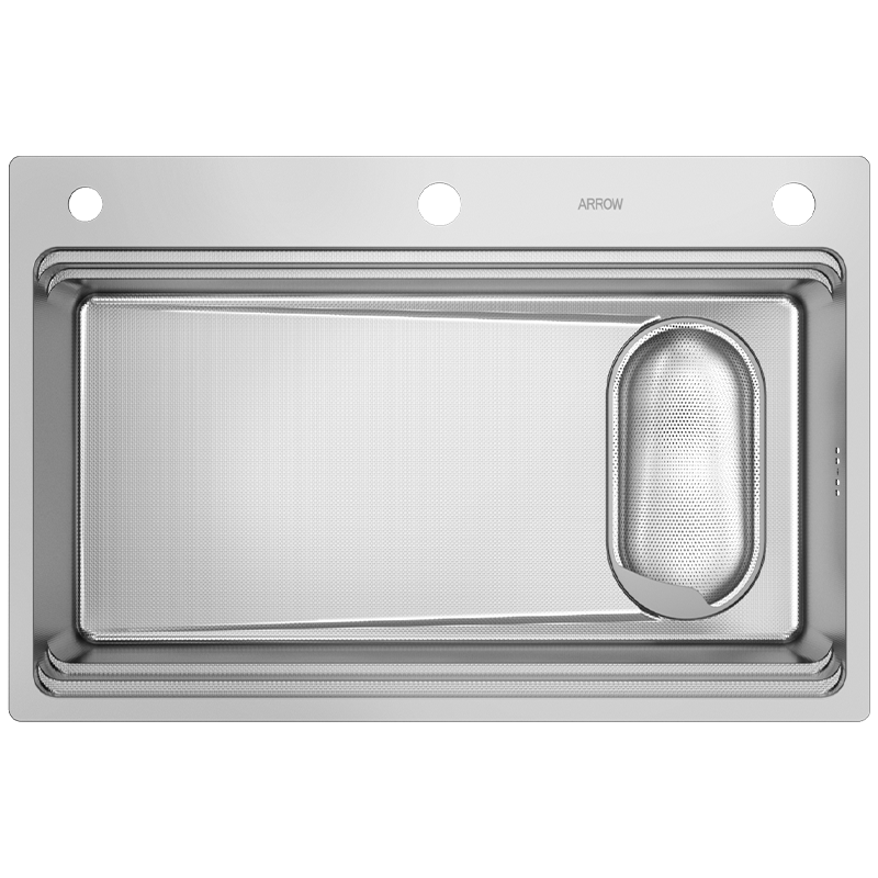 箭牌3mm加厚0涂層壓紋水槽大單槽304不銹鋼洗菜盆手工集渣臺上臺下盆