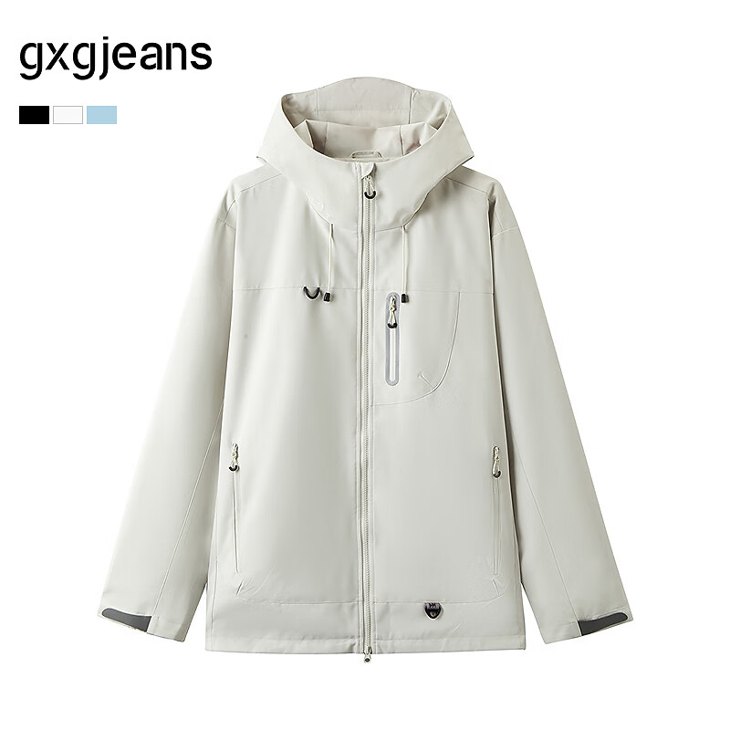 gxg.jeans男装* 多色潮流宽松户外工装*连帽夹克外套男士 25秋新品 米白 L (175)