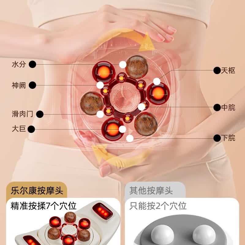 乐尔康（Le er kang）天然砭石揉腹仪升级调节揉捏推拿肚子热敷理疗按摩揉腹仪暖宫带姨妈神器送女友节日礼物 旗舰款-大砭石按摩头+无烟艾灸+盘面调节+太极揉捏