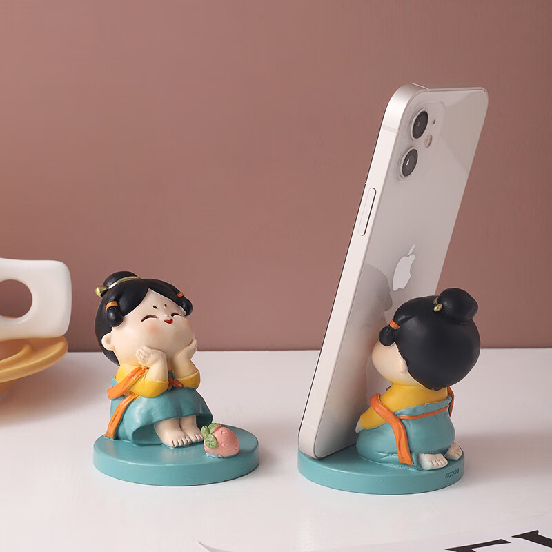 如果西安文创纪念品创意国风手机架实用桌面办公室摆件伴手礼新年礼物 唐仕女手机架全套2个