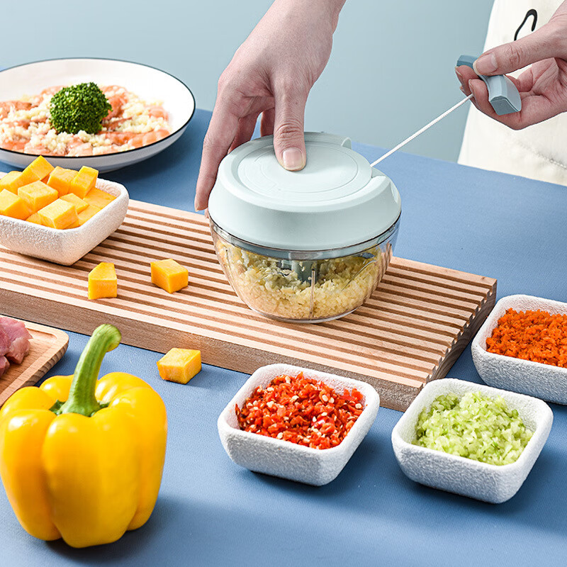 蒜泥手动搅蒜器厨房迷你捣蒜器拉蒜器大蒜肉沫辅食小型料理机 粉色小号