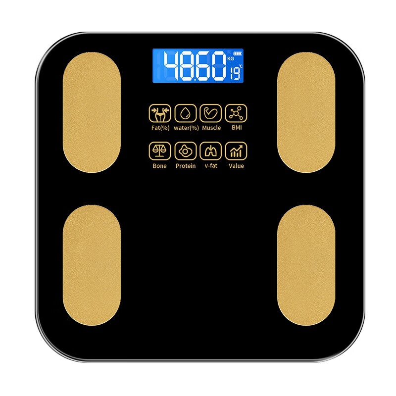 【直发】体重秤家用AI智能体脂秤充电款小型高精准人体称重 黑晶色【体重秤】充电款(1个装) 26*26CM