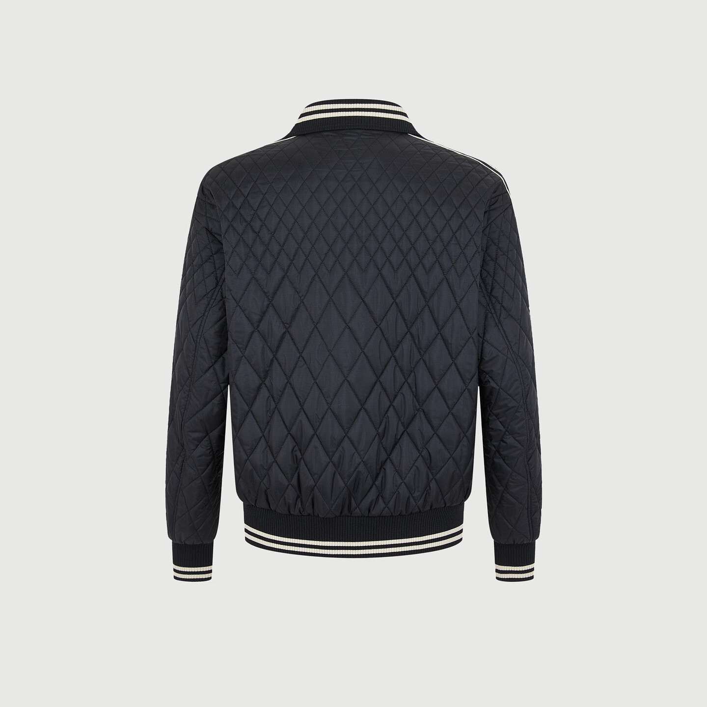 C'N'C【奢侈品衣服】CNC25新款刺绣logo翻领菱格短款棉服夹克外套男 黑色 54 /XL/(185/100A)