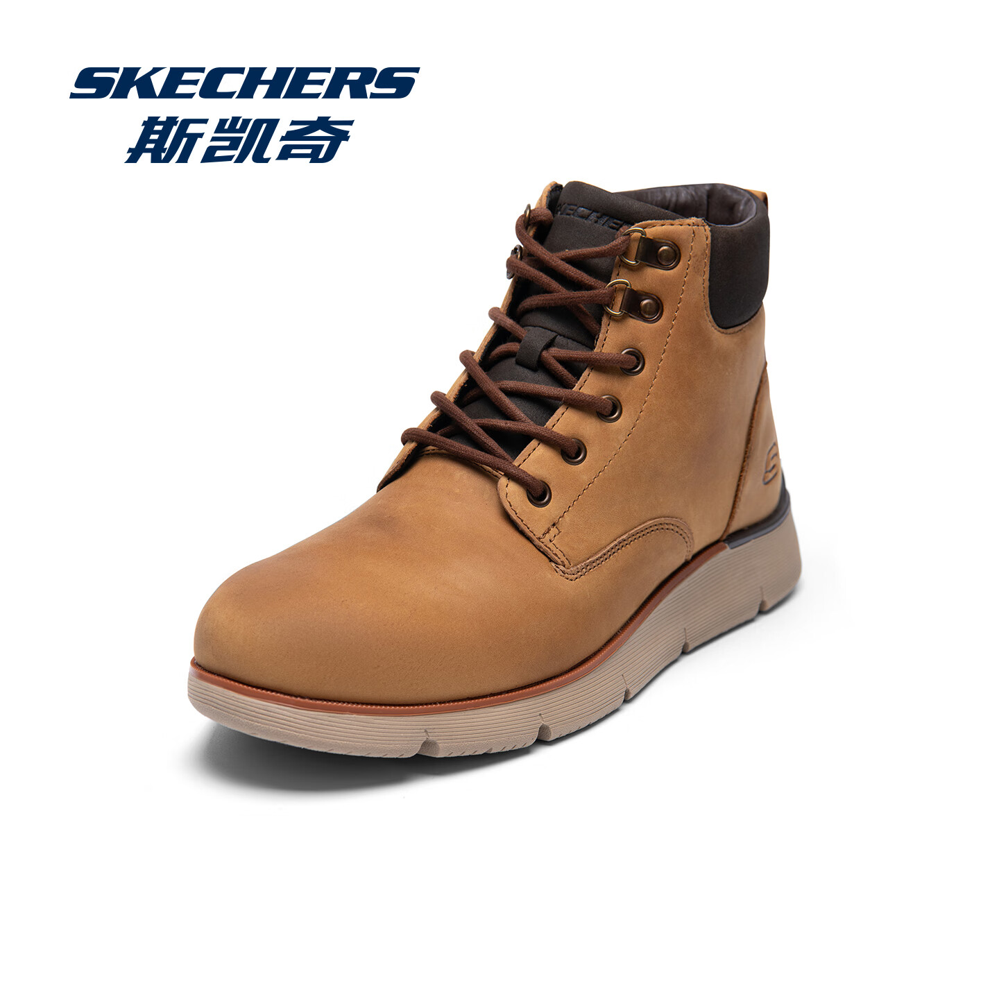 斯凯奇（Skechers）马丁靴秋冬男士工装鞋舒适百搭轻便透气休闲复古鞋 LTBR浅棕 39.5