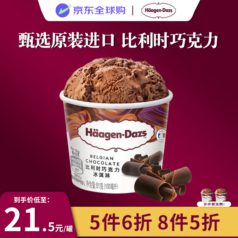 哈根达斯（Haagen-Dazs）经典比利时巧克力口味冰淇淋 100ml/杯 小杯装