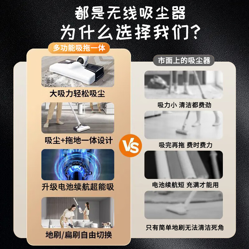 育米吸尘器吸拖一体机手持无线2025新款家用洗地机除尘除螨吸猫毛狗毛宠物地毯卧室大吸力洗拖地二合一 【德系电机】旗舰升级200000pa大吸力+全家桶