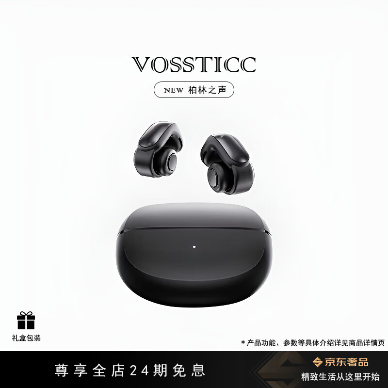 VOSSTICC【柏林之声】蓝牙耳机 骨传导概念无线开放式 跑步运动耳机通话降噪夹耳适用于华为小米苹果 黑色【OPEN A NEW ERA】