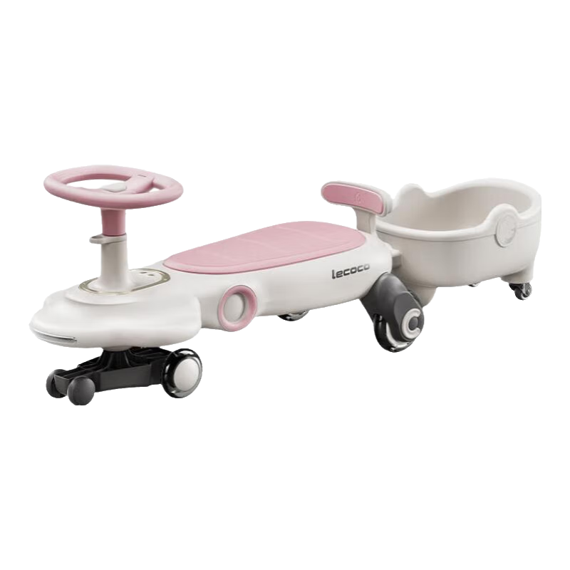 樂(lè)卡（Lecoco）兒童扭扭車(chē)男孩女孩靜音寶寶玩具1-3歲溜溜車(chē)妞妞車(chē) （拖車(chē)升級(jí)款）費(fèi)格F2聲光款 -琪芮粉