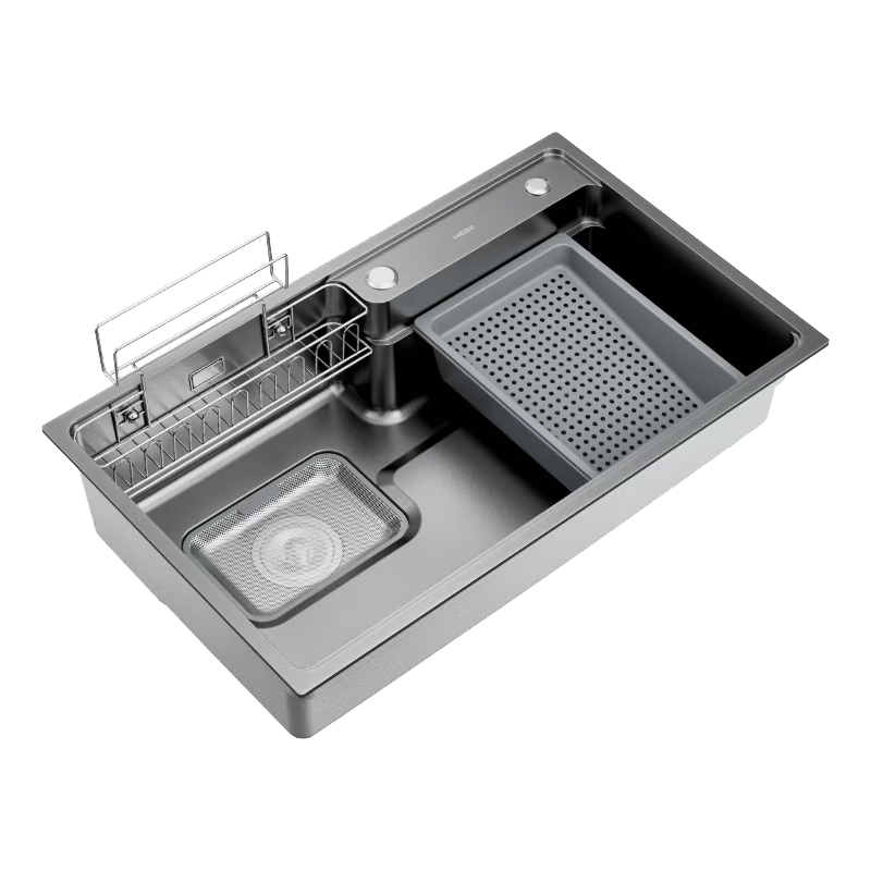 恒潔（HEGII）水槽大單槽 納米氣墊立體分區不銹鋼速排水槽洗菜盆DMB192-078-SN