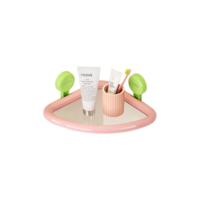 吸盘三角置物架壁挂式免打孔多巴胺收纳架浴室沐浴露洗手液收纳盒 气泡蓝-单层