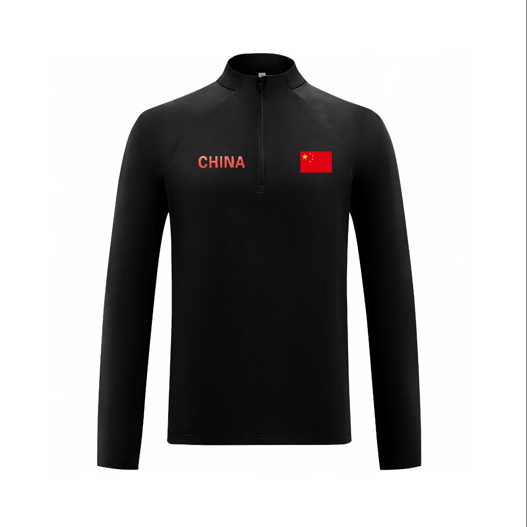 国家队速干T丨跑步速干卫衣长袖t恤男秋季新款半拉链训练运动上衣 黑色 XL 145-160斤