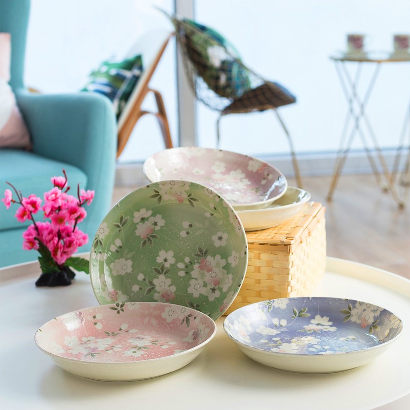 爱陶(aito)日本进口 宇野千代联名款 樱吹雪 美浓烧陶瓷餐盘 深口碟5