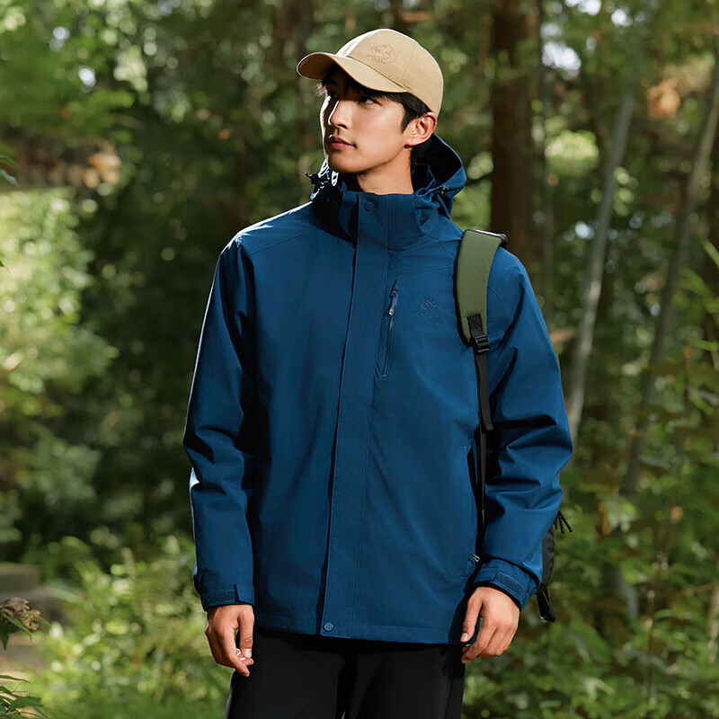 探拓(TECTOP)探拓户外服三合一秋冬季男加绒加厚保暖可拆卸防水防风登山服外套 铁蓝色男款 L