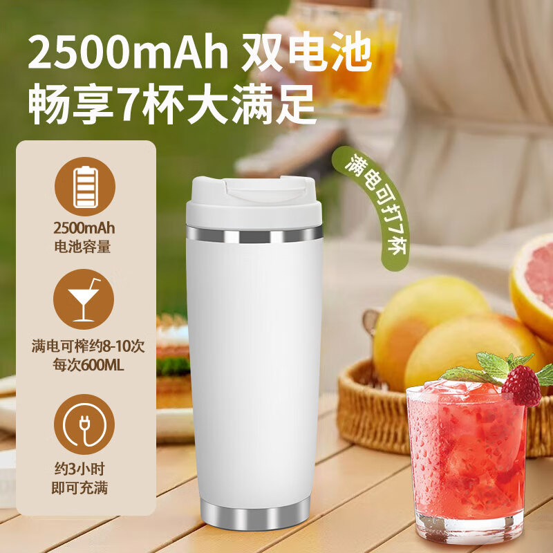 闲适生活便携式不锈钢榨汁机小型水杯一体家用无线榨汁杯 多功能果蔬原汁榨汁桶 薄荷绿【送收纳杯】