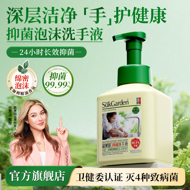 蔬果园泡沫洗手液 泡泡洗手液抑菌杀菌护手滋润玫瑰香氛 儿童大人通用 【新品上市】抑菌洗手液500ml