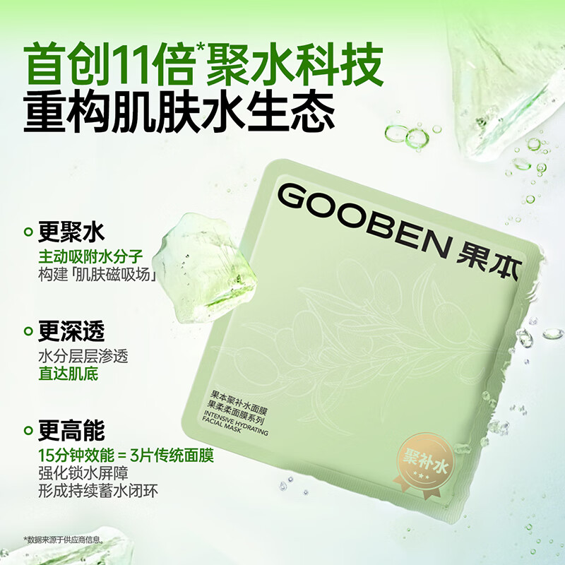 果本果柔柔PRO聚补水面膜 修护舒缓滋润保湿面膜贴女 聚补水面膜10片